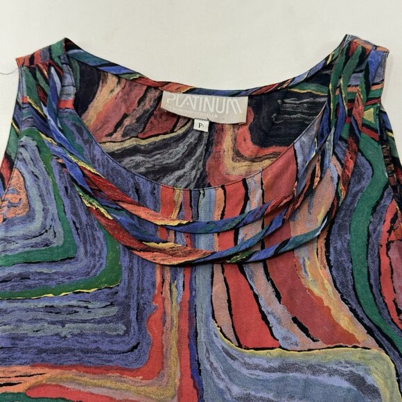 Vintage Platinum Dorothy Schoelen Sleeveless Blouse Women Petite Abstract Retro - Picture 5 of 12